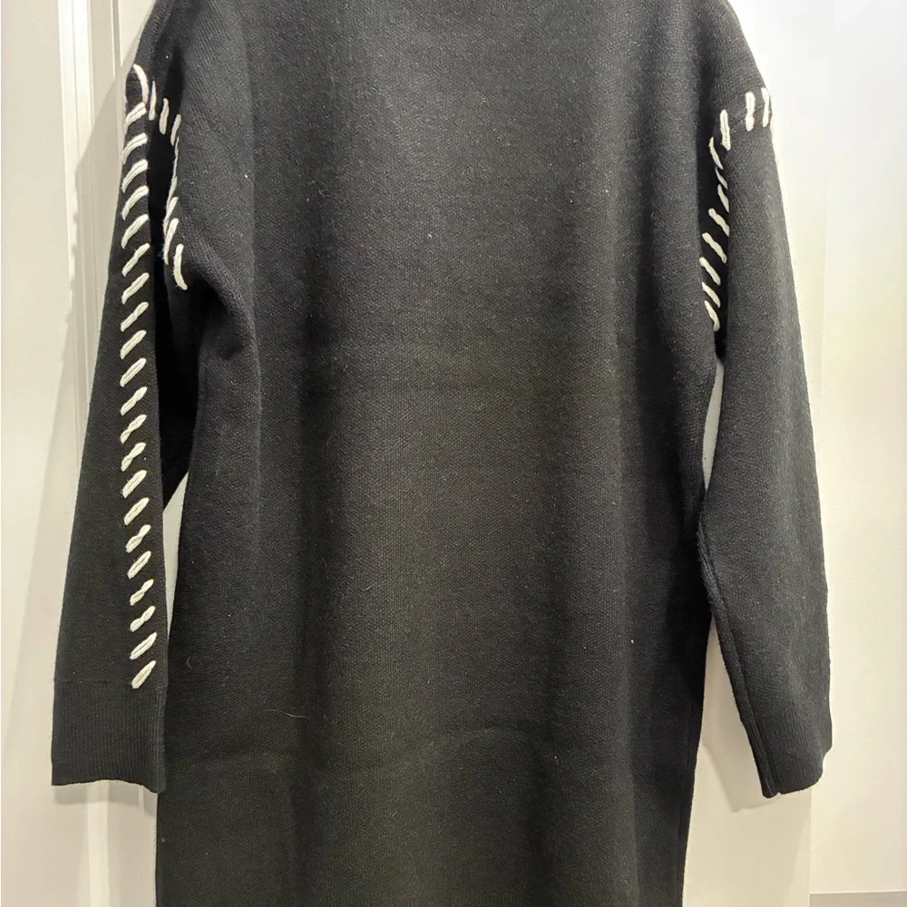 English Factory Black Sweater Dress with White Stitching - Picture 2 of 6